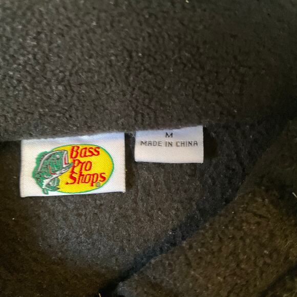 Bass Pro Shops Men Fleece Jacket size M Black Full Zip Warm No Hoodie - Picture 6 of 9